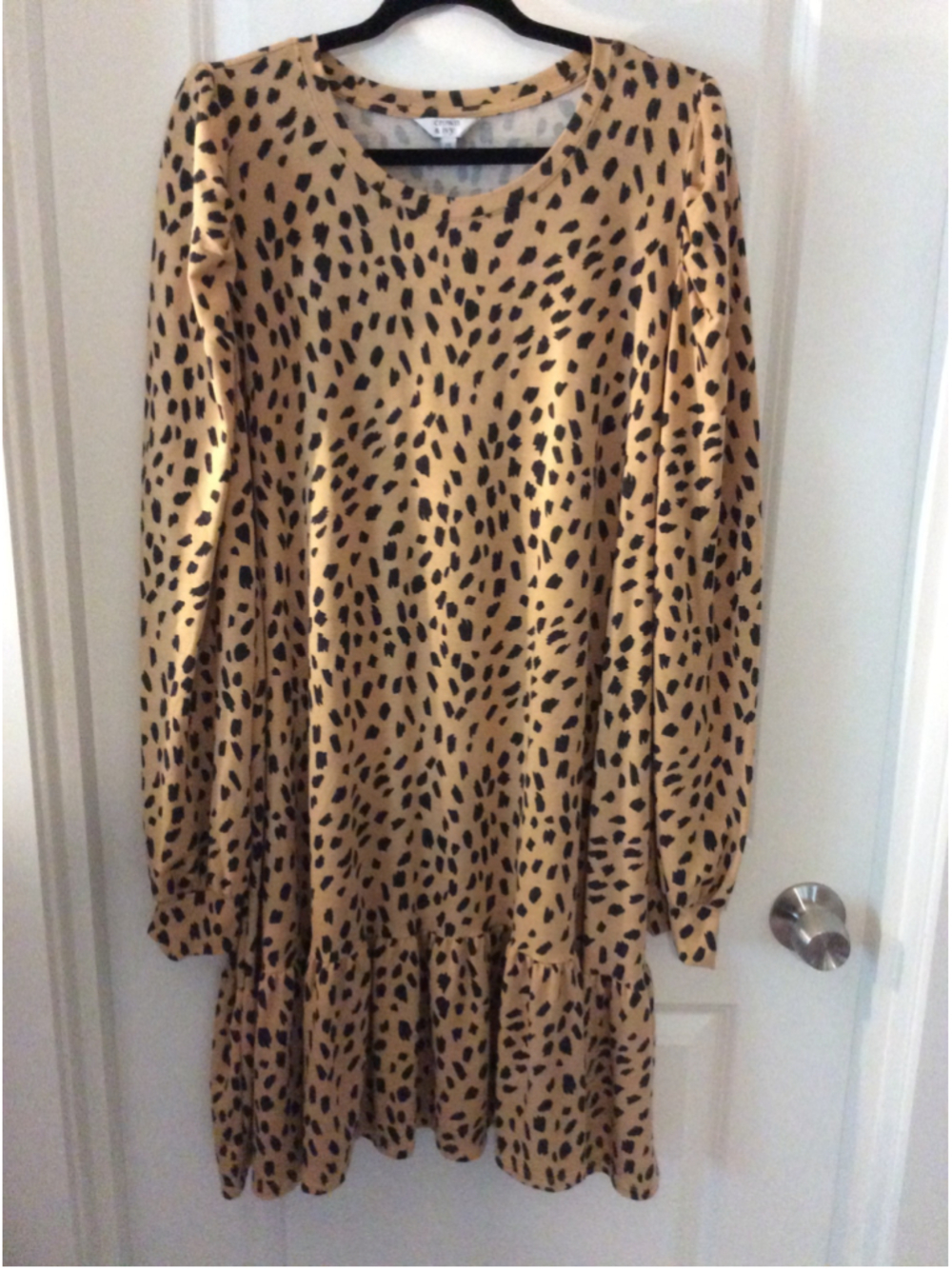 Women's Crown & Ivy Long Sleeve Leopard Print Dress 2X Beige Black